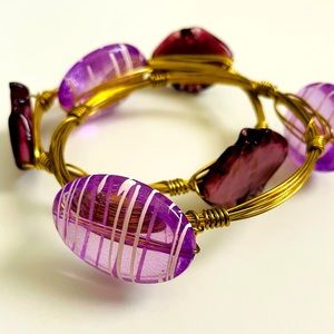 6/$20 Set/2 Handmade Bracelets, Wrapped Copper Wire and Large Purple BeadS NWOT